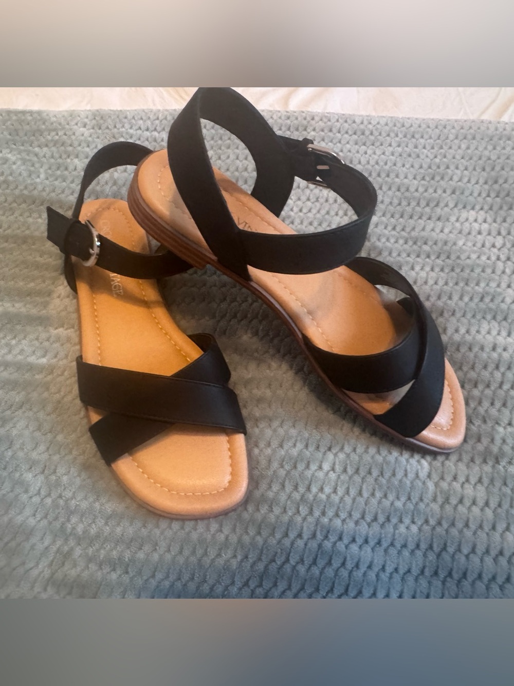 Women’s Black Strappy Ankle Buckle Sandals